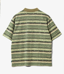 S/S Polo Shirt - Cotton Jersey / Stripe Printed