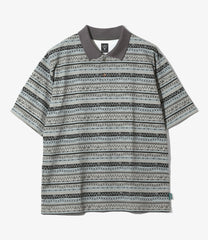 S/S Polo Shirt - Cotton Jersey / Stripe Printed
