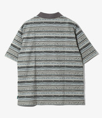 S/S Polo Shirt - Cotton Jersey / Stripe Printed