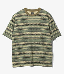 S/S Crew Neck Tee -  Stripe Jersey / Stripe Printed