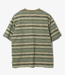 S/S Crew Neck Tee -  Stripe Jersey / Stripe Printed