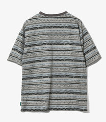 S/S Crew Neck Tee -  Stripe Jersey / Stripe Printed