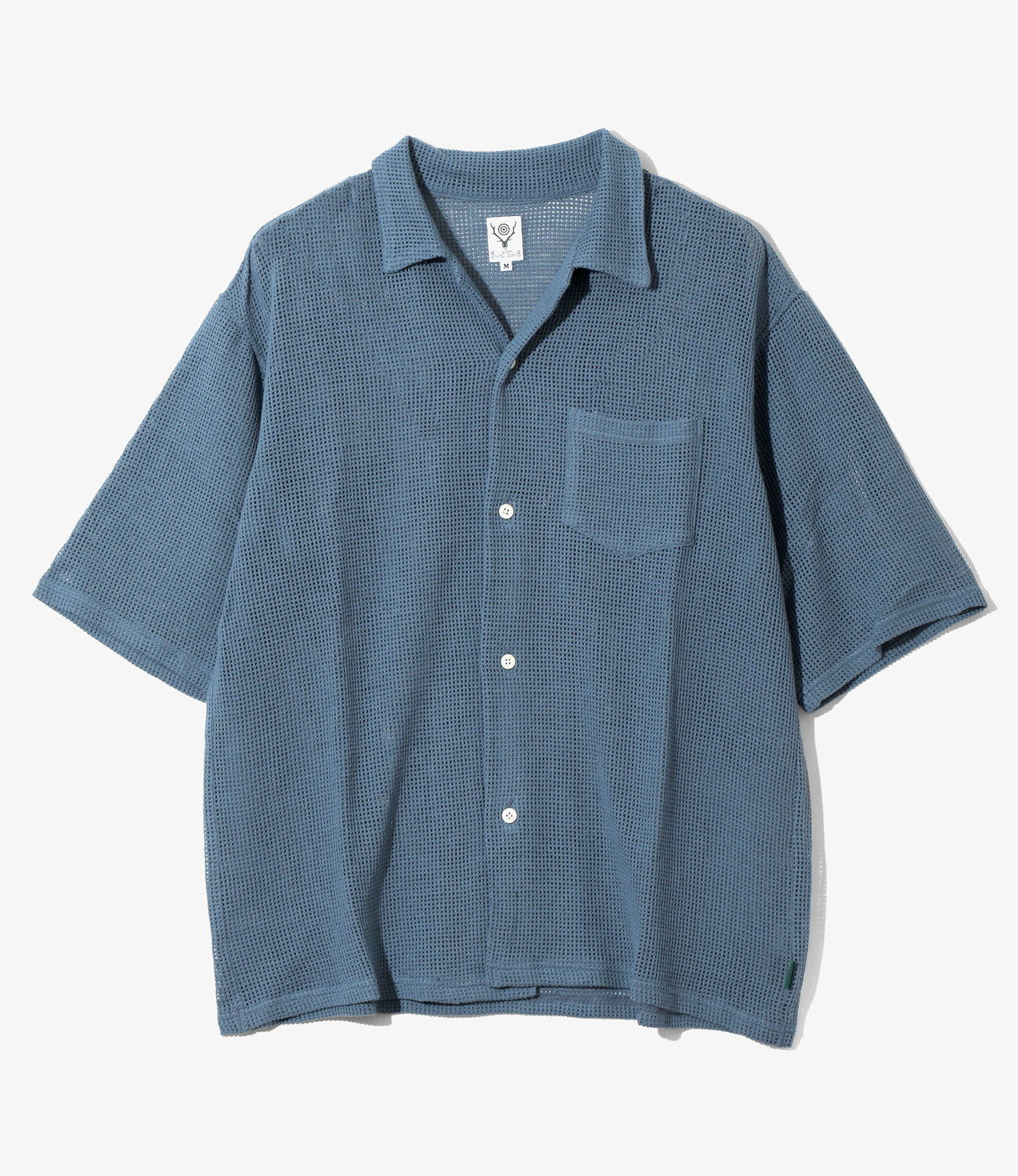 S/S Open Collar Shirt - Cotton Mesh