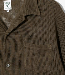S/S Open Collar Shirt - Cotton Mesh