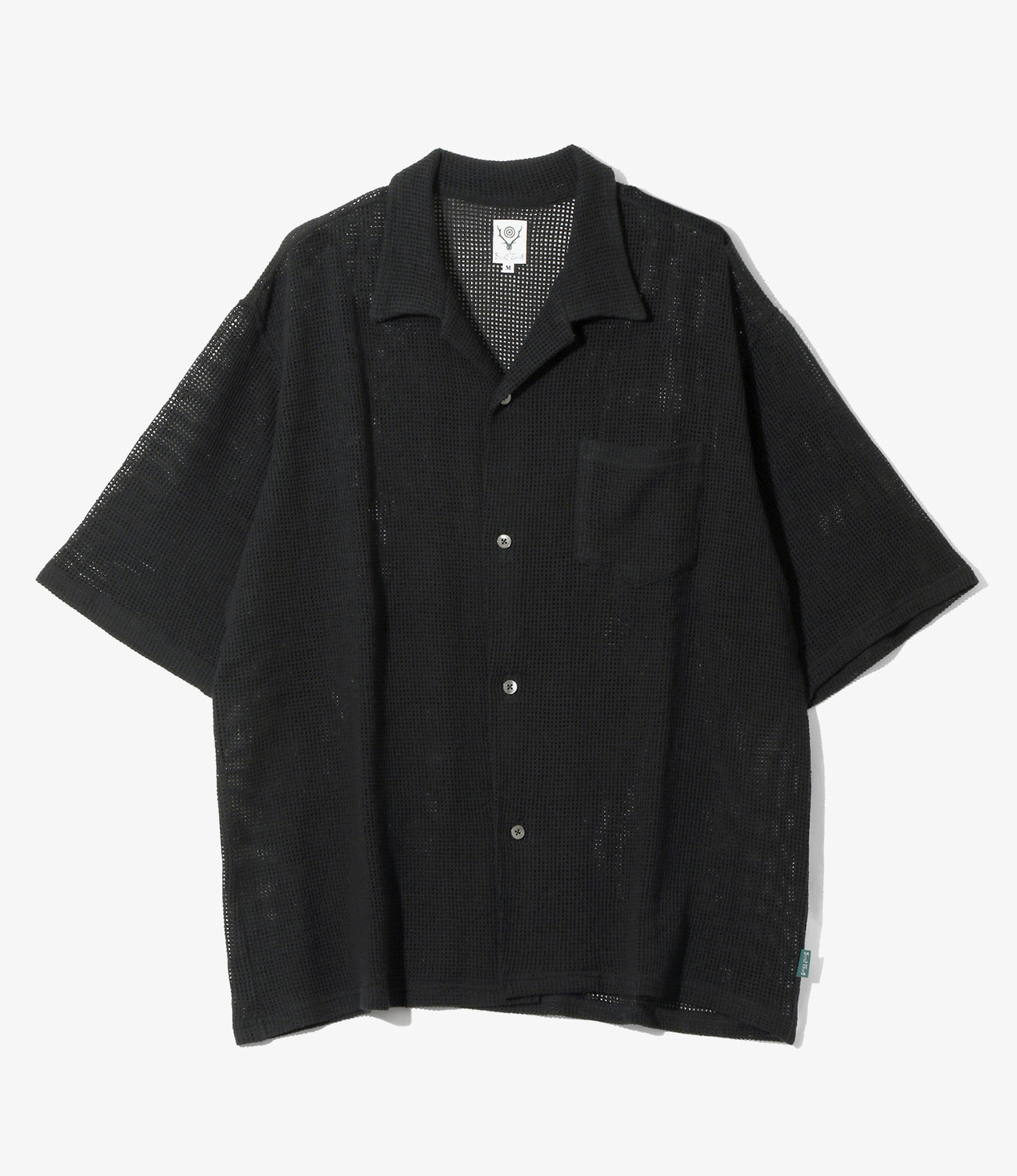 S/S Open Collar Shirt - Cotton Mesh