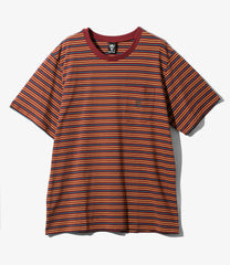 S/S Round Pocket Tee - Cotton Multi Narrow Stripe Jersey