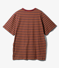 S/S Round Pocket Tee - Cotton Multi Narrow Stripe Jersey