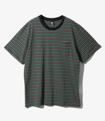 S/S Round Pocket Tee - Cotton Multi Narrow Stripe Jersey