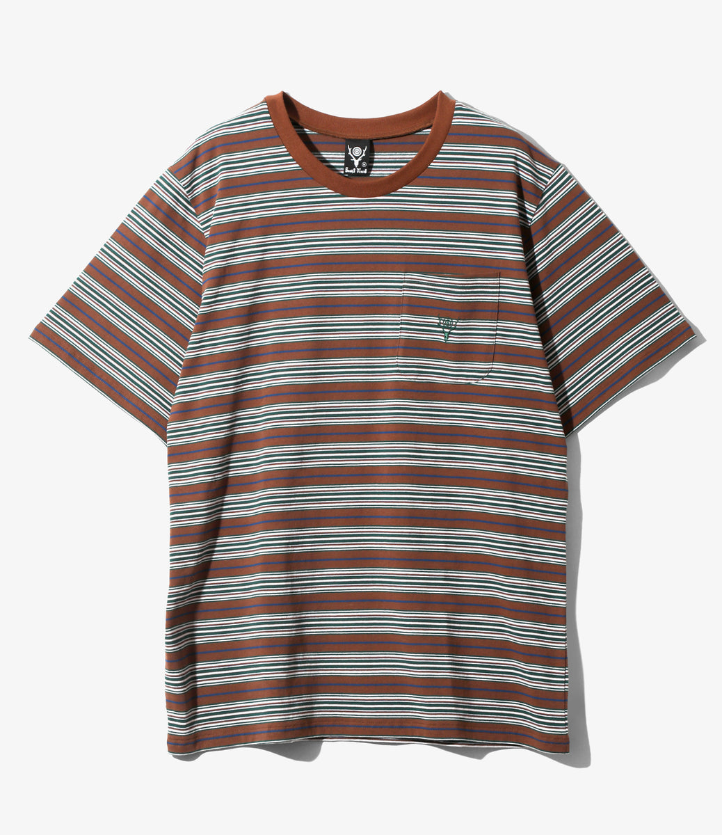 S/S Round Pocket Tee - Cotton Multi Wide Stripe Jersey – NEPENTHES ...