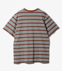 S/S Round Pocket Tee - Cotton Multi Wide Stripe Jersey