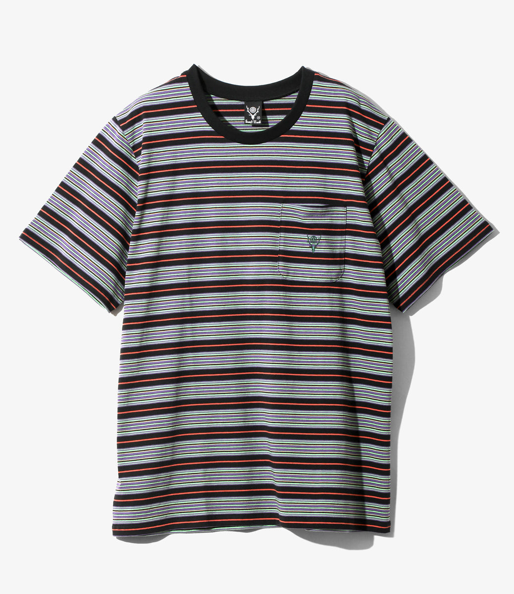 S/S Round Pocket Tee - Cotton Multi Wide Stripe Jersey – NEPENTHES ...