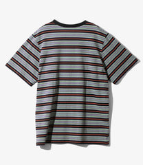 S/S Round Pocket Tee - Cotton Multi Wide Stripe Jersey