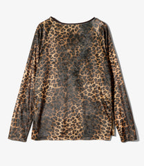 Crew Neck Tee - Leopard Print Velvet