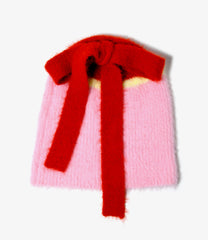 Watch Cap With Bow - Chenille Yarn