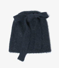 Watch Cap With Bow - Chenille Yarn