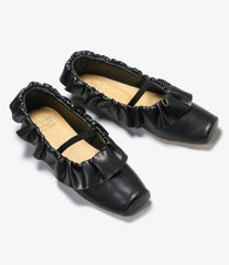 Frill Trimmed Flat Shoes - Synthetic Leather