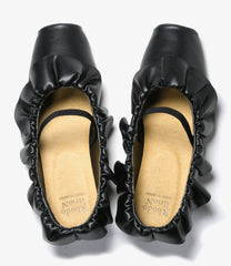 Frill Trimmed Flat Shoes - Synthetic Leather