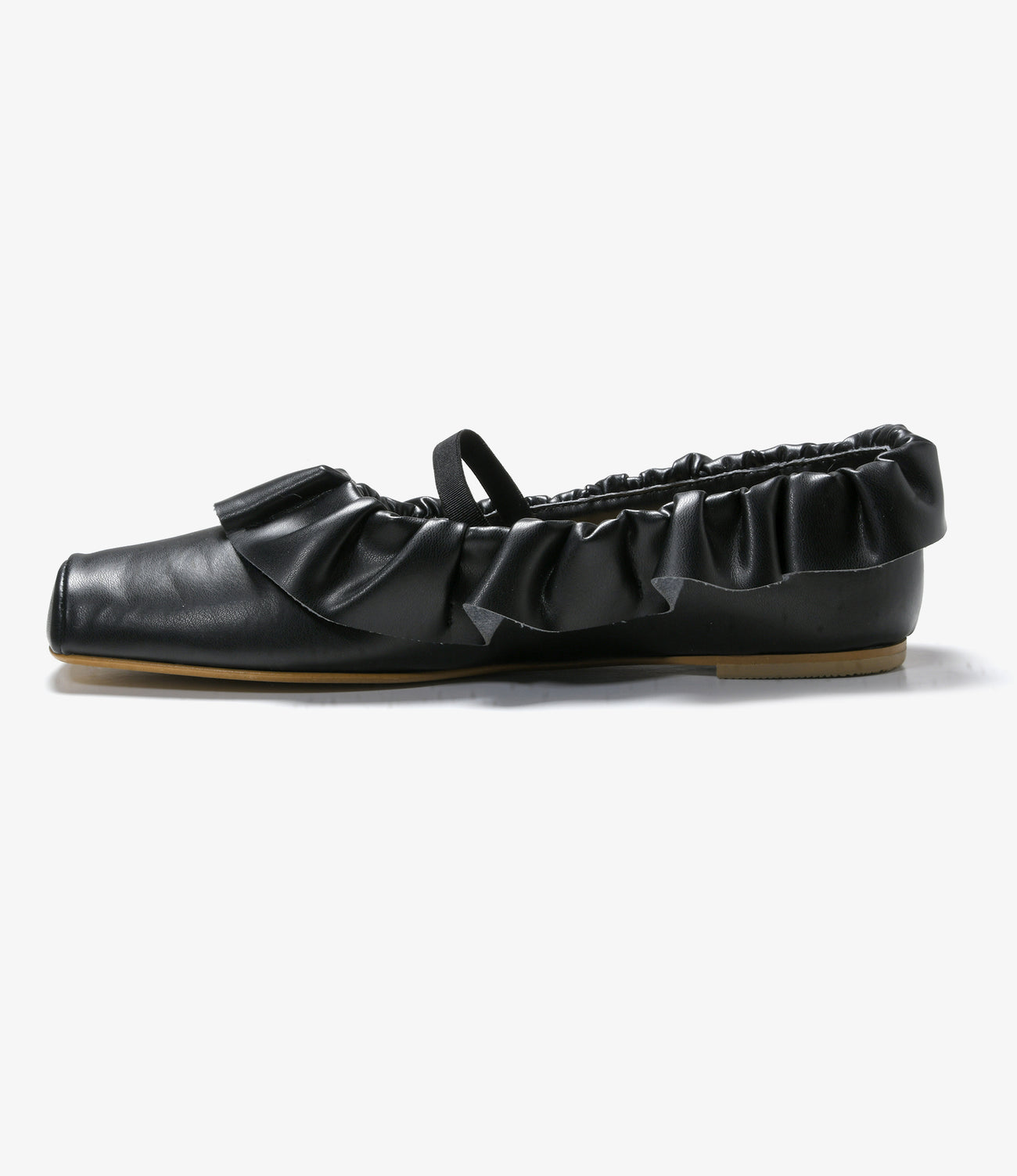 Frill Trimmed Flat Shoes - Synthetic Leather