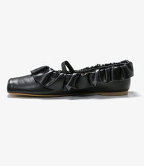 Frill Trimmed Flat Shoes - Synthetic Leather