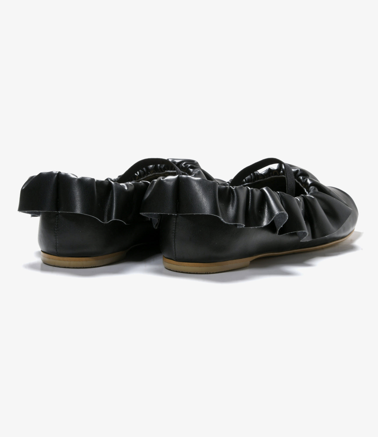 Frill Trimmed Flat Shoes - Synthetic Leather