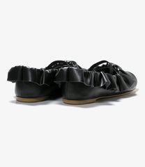 Frill Trimmed Flat Shoes - Synthetic Leather