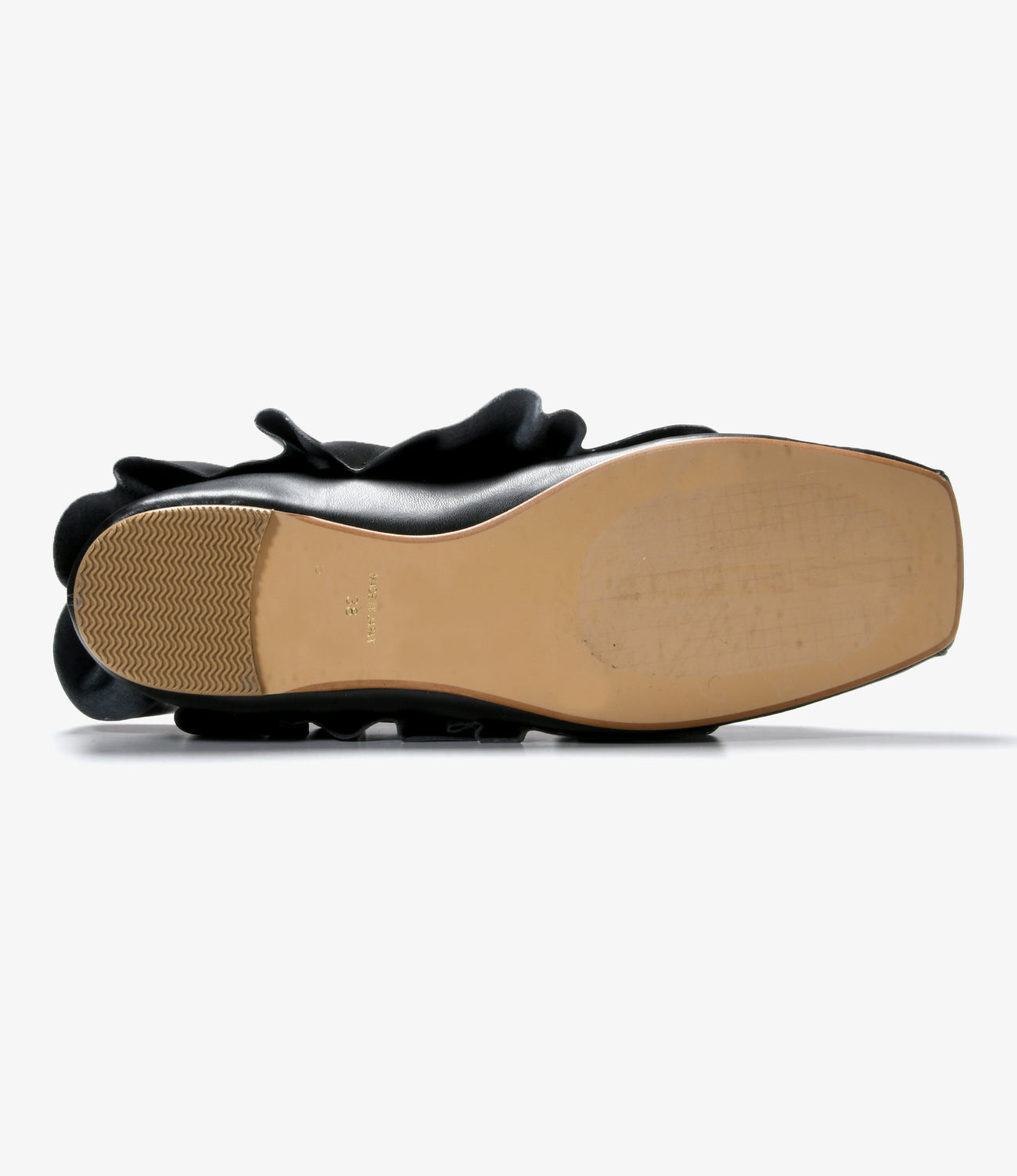 Frill Trimmed Flat Shoes - Synthetic Leather