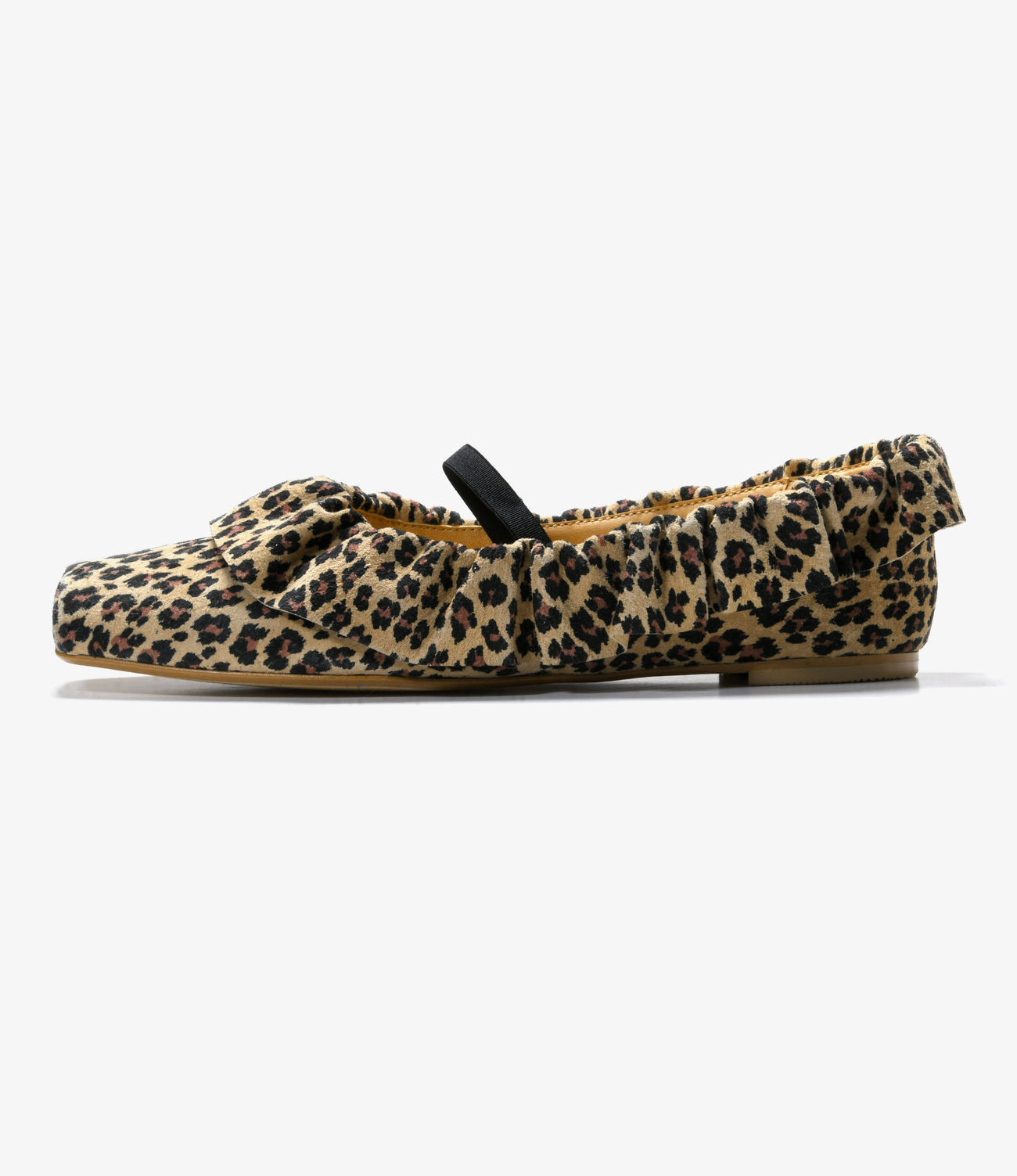Frill Trimmed Flat Shoes - Leopard
