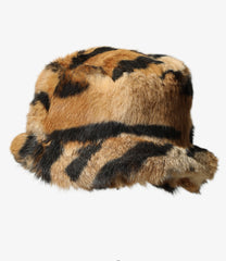 Rabbit Fur Bucket Hat - Animal Printed