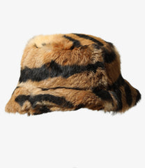 Rabbit Fur Bucket Hat - Animal Printed