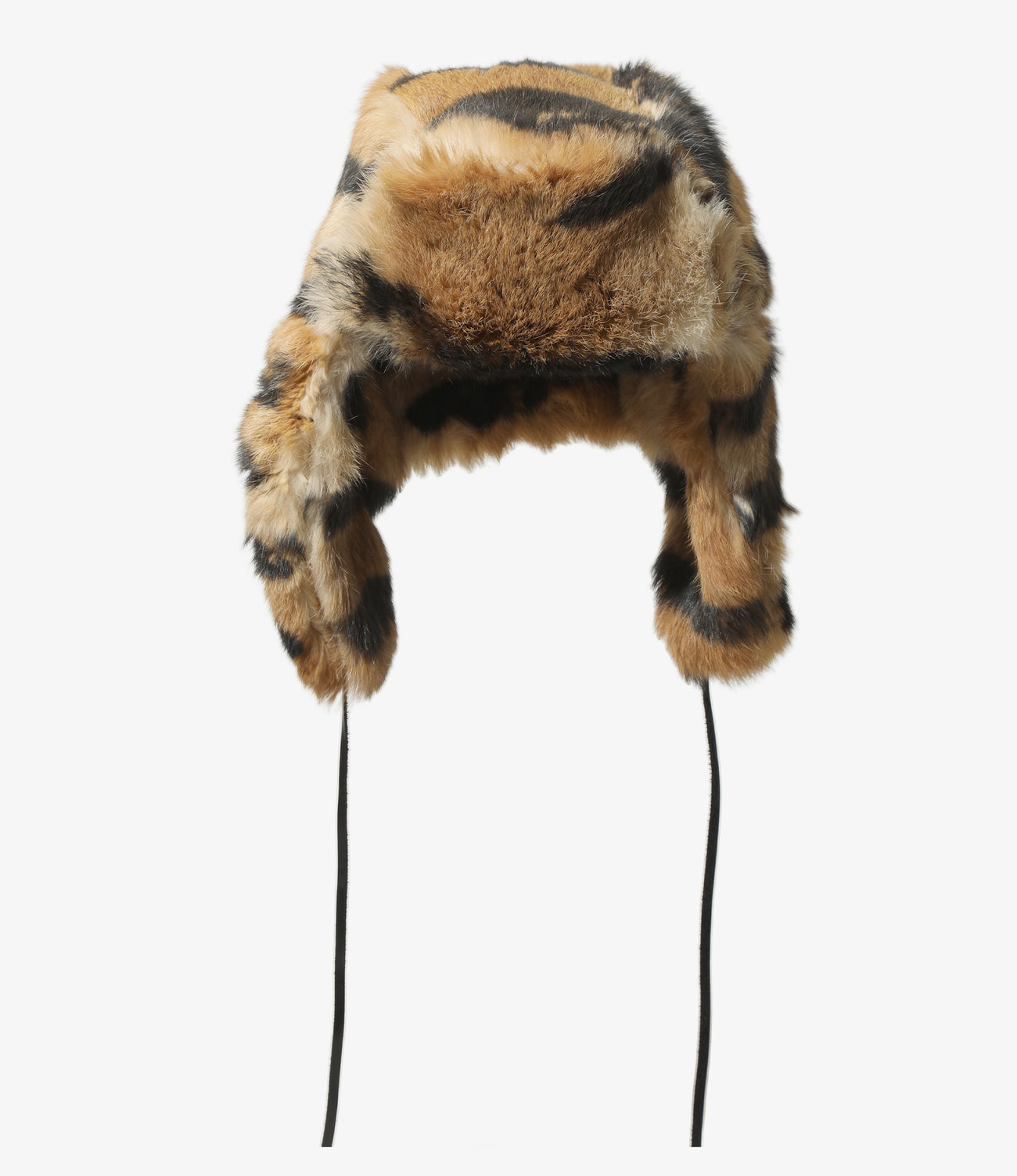 Rabbit Fur Mat Bomber Cap - Animal Printed