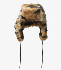 Rabbit Fur Mat Bomber Cap - Animal Printed