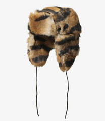 Rabbit Fur Mat Bomber Cap - Animal Printed