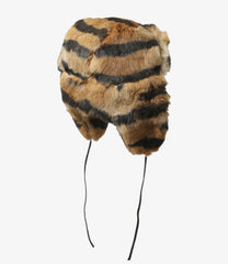 Rabbit Fur Mat Bomber Cap - Animal Printed