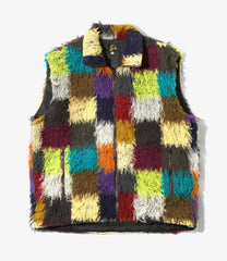 Fur Vest - Multi Color Block