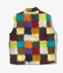 Fur Vest - Multi Color Block