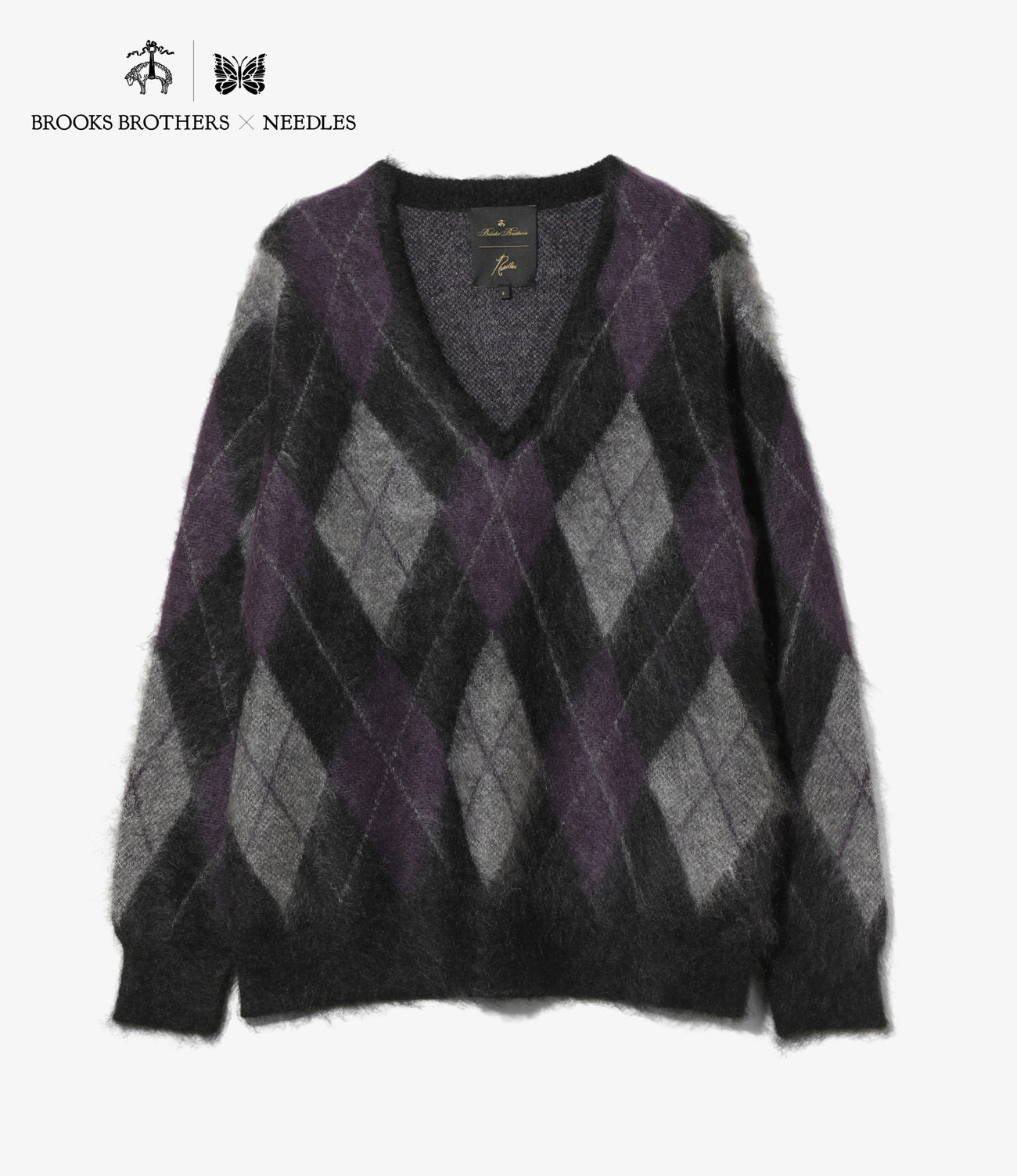 〈NEEDLES〉 x 〈BROOKS BROTHERS〉Mohair V Neck Sweater - Argyle