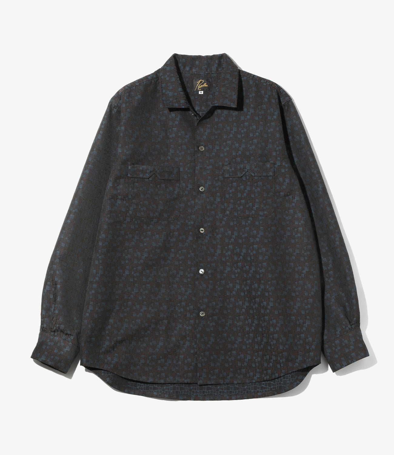 Open Collar Shirt - Tile Pattern Jacquard