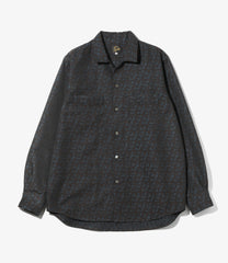 Open Collar Shirt - Tile Pattern Jacquard