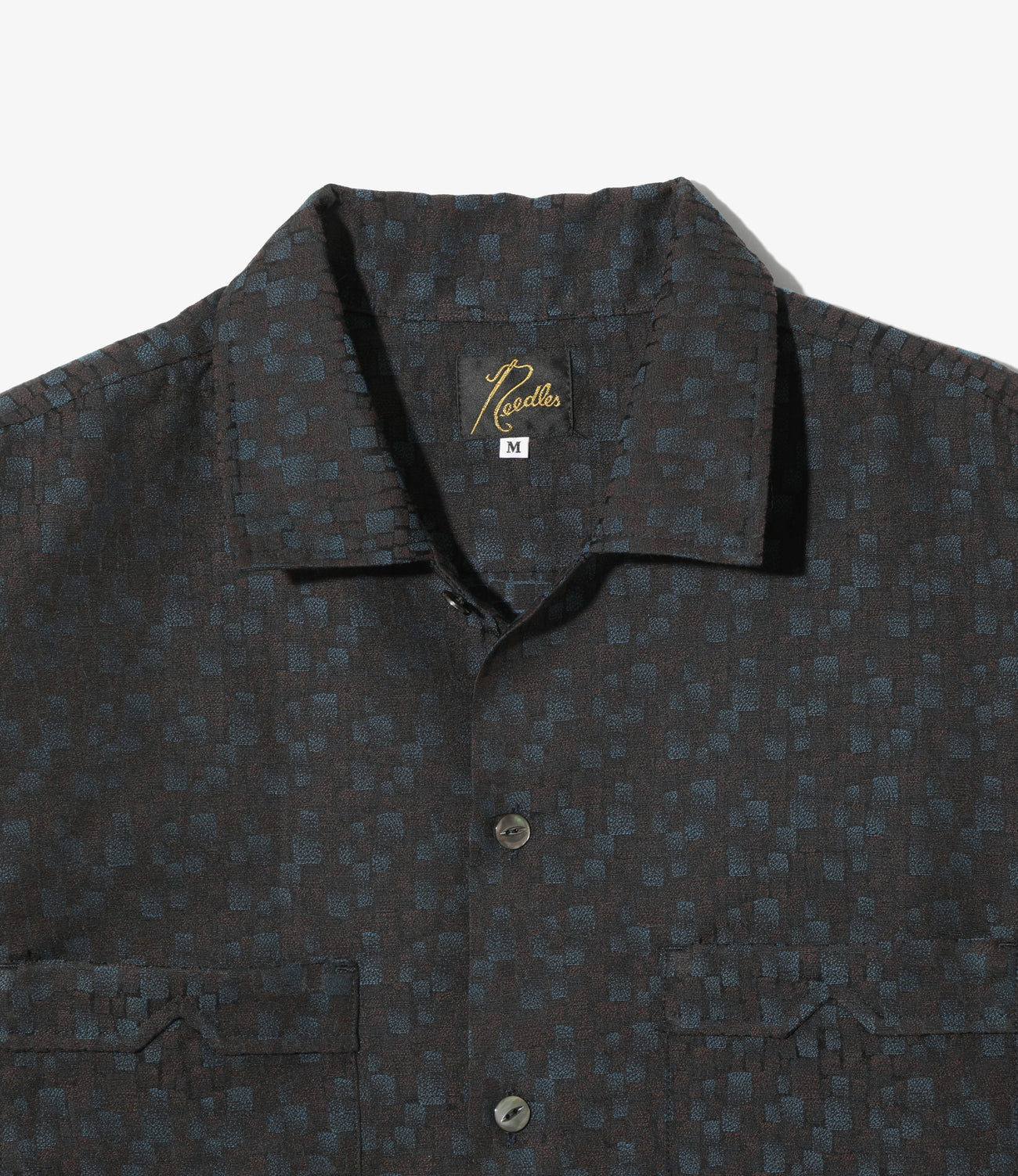 Open Collar Shirt - Tile Pattern Jacquard