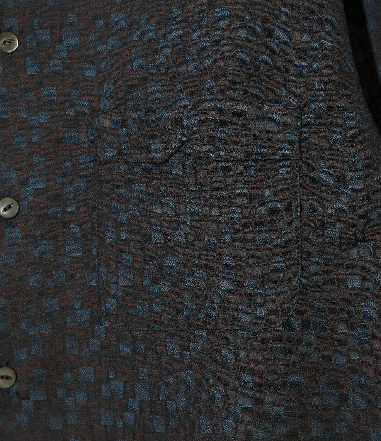 Open Collar Shirt - Tile Pattern Jacquard