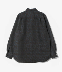 Open Collar Shirt - Tile Pattern Jacquard