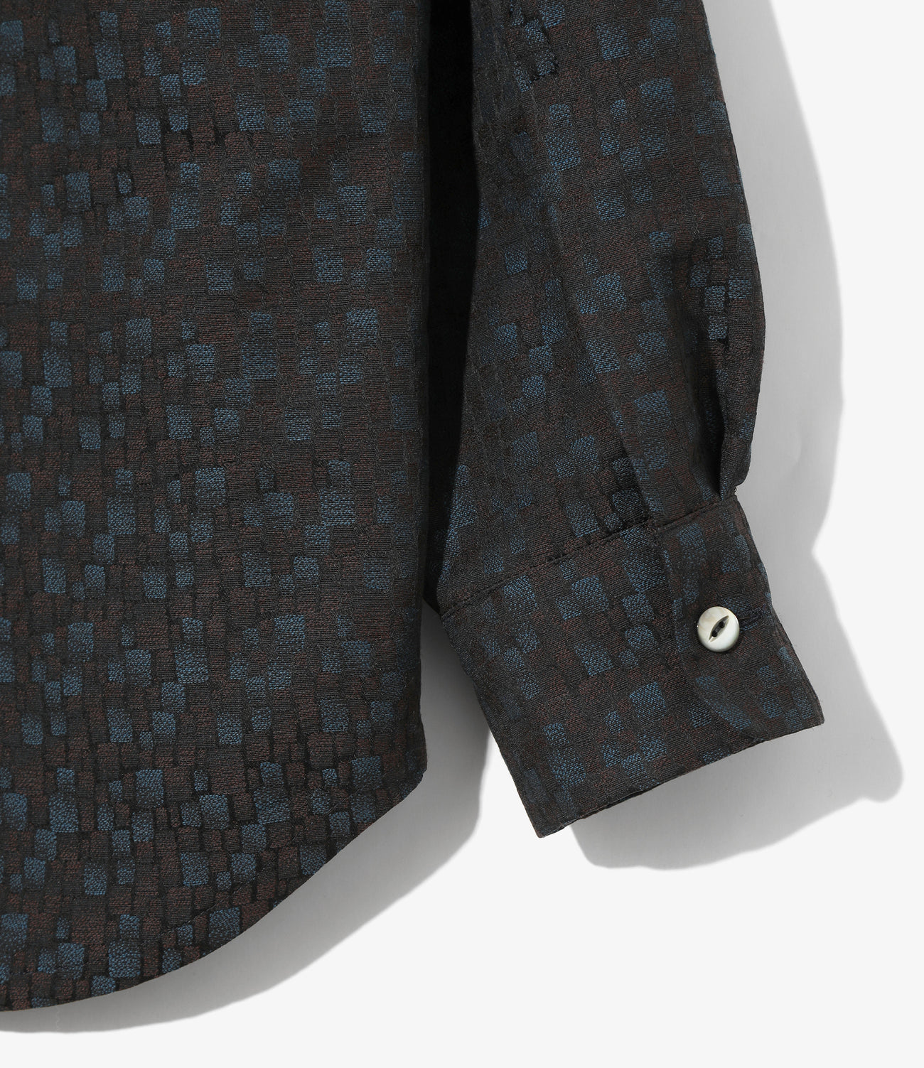Open Collar Shirt - Tile Pattern Jacquard