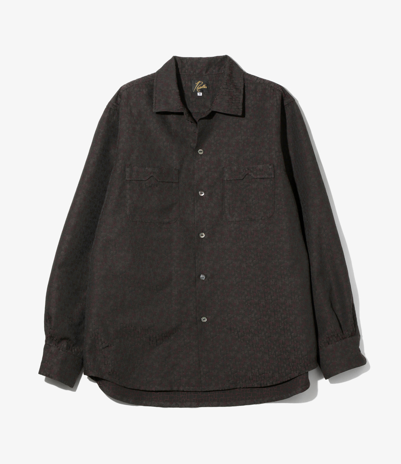 Open Collar Shirt - Tile Pattern Jacquard