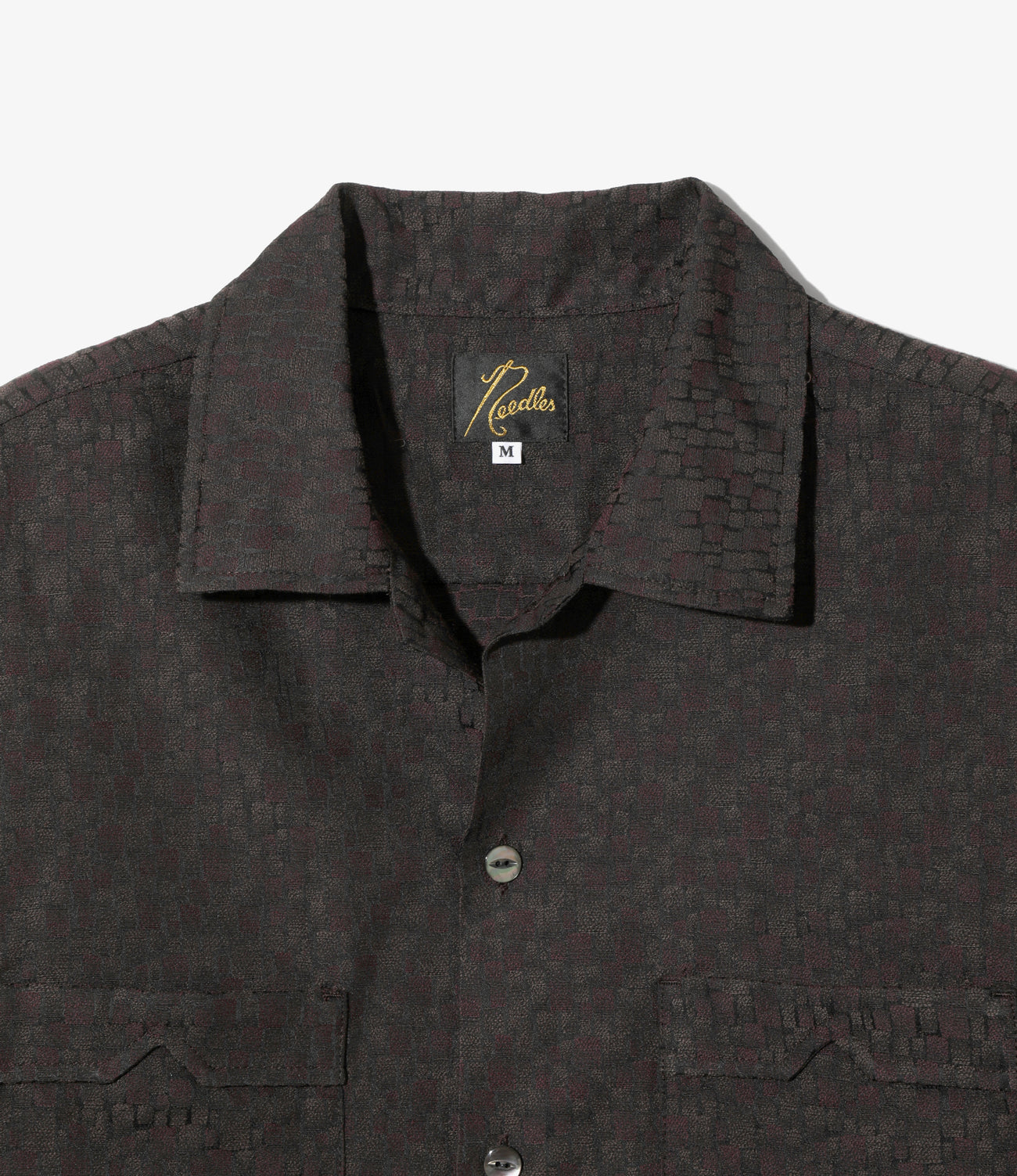 Open Collar Shirt - Tile Pattern Jacquard
