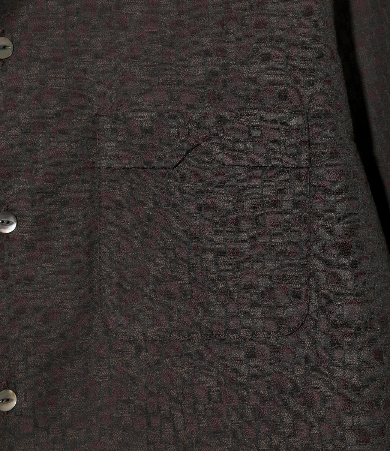 Open Collar Shirt - Tile Pattern Jacquard