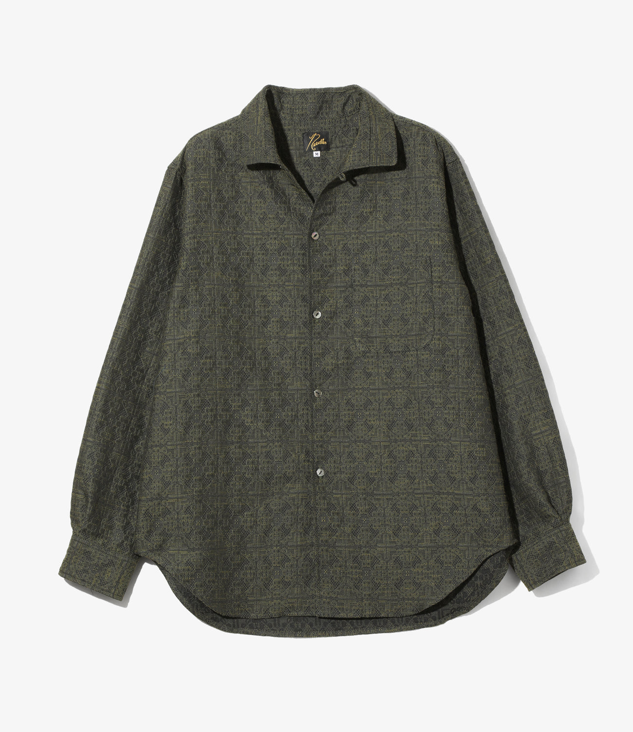 Pin-Tuck Collar Shirt - Geometric Jacquard