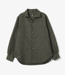 Pin-Tuck Collar Shirt - Geometric Jacquard
