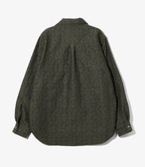 Pin-Tuck Collar Shirt - Geometric Jacquard