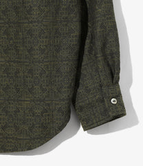 Pin-Tuck Collar Shirt - Geometric Jacquard