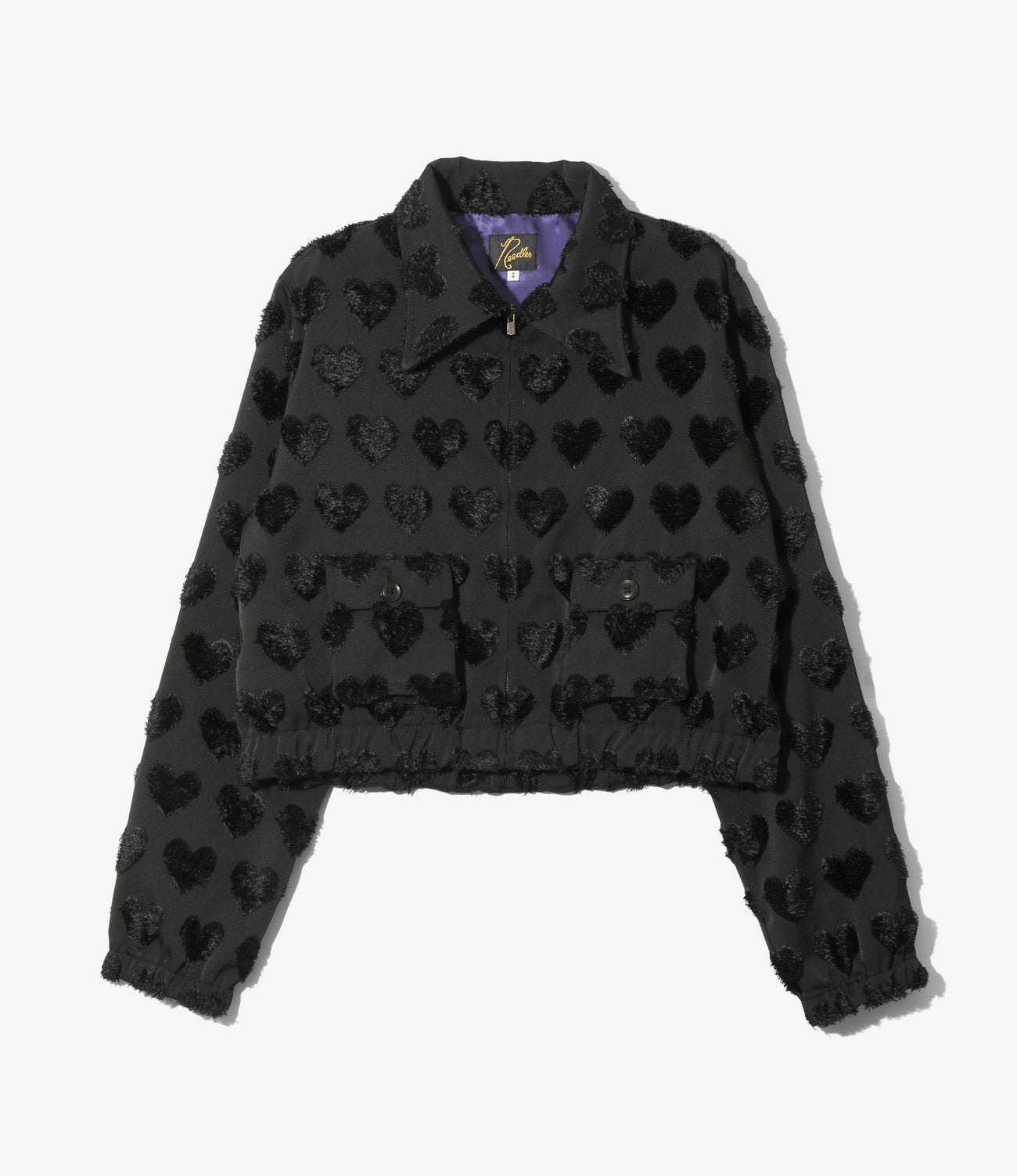 Long Point Collar Jacket - Cut Jaquard Heart Fringe